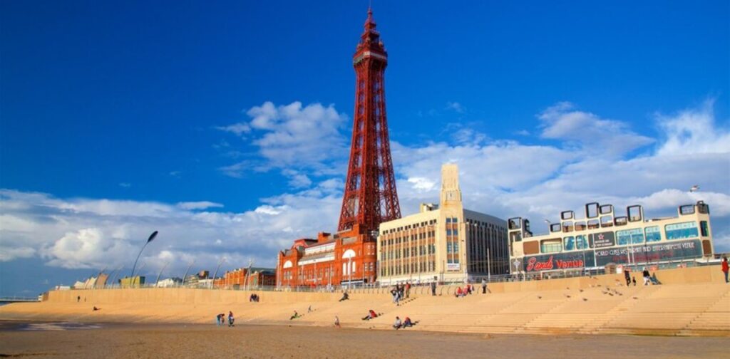 Blackpool Tower height comparison with 300-foot measurement scale