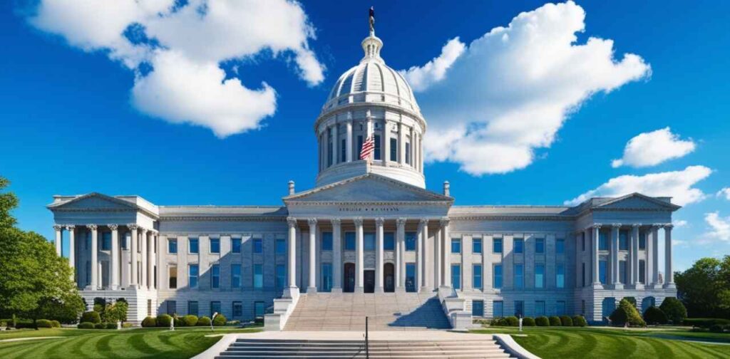 Missouri State Capitol architectural width representing 300-foot dimension