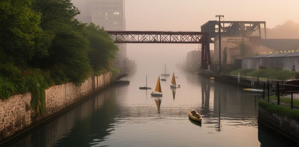 North Shore Canal width illustrating precise 300-foot dimensional measurement