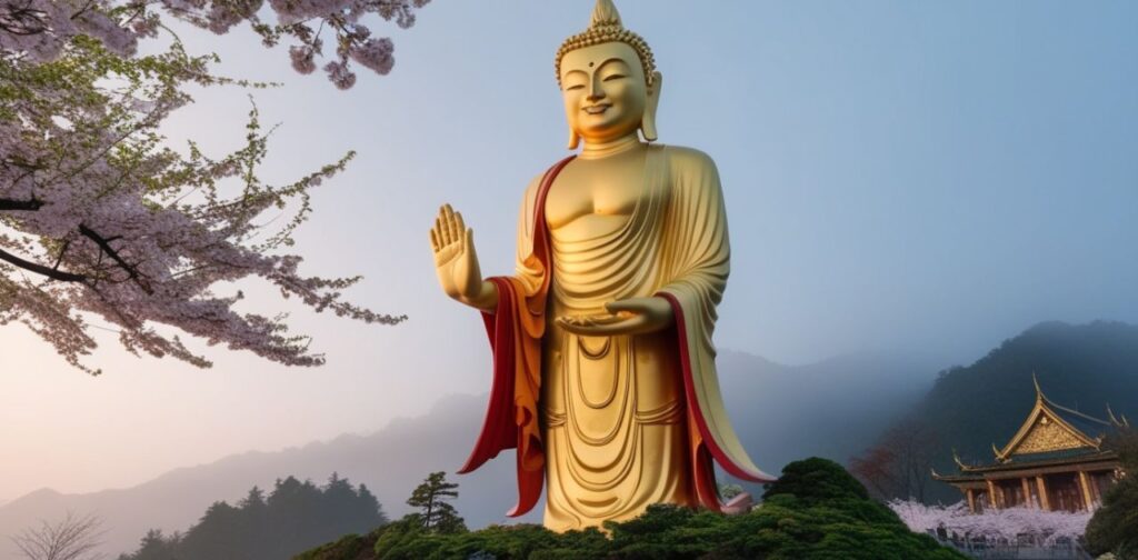 Spring Temple Buddha height proportional to 300-foot measurement scale